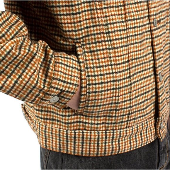 NEW! Vintage Fit Levi's Premium Houndstooth Trucker Jacket Wool Blend SZ S - Picture 9 of 16